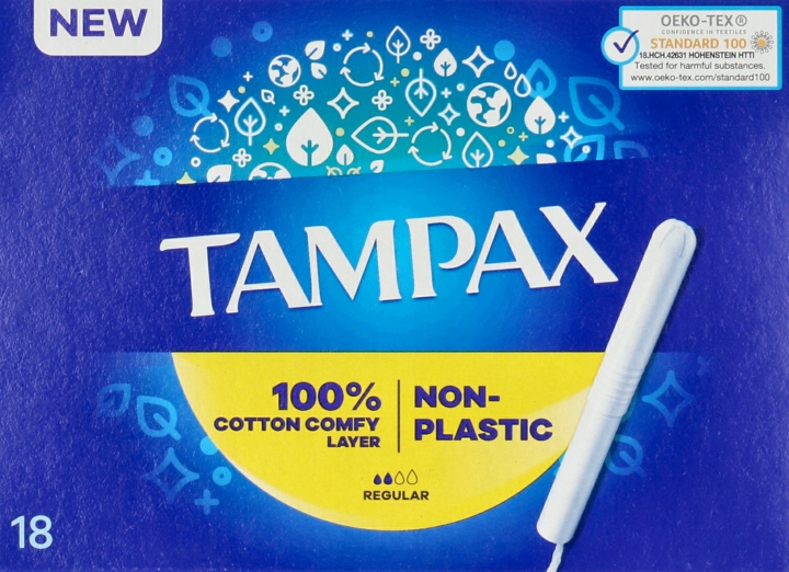 TAMPAX TAMPONY Z APLIKATOREM BEZ PLASTIKU REGULAR 18 SZT