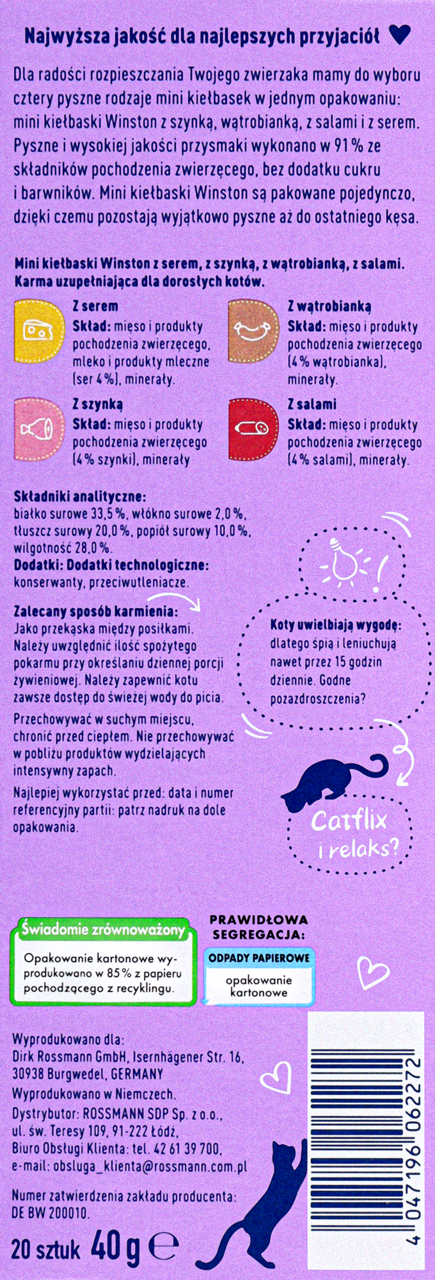 WINSTON KARMA DLA KOTÓW MINI-KIEŁBASKI Z SEREM