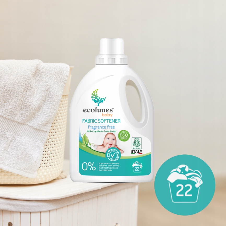 ECOLUNES HIPOALERGICZNY PŁYN DO PŁUKANIA UBRANEK BEZZAPACHOWY 1000 ML