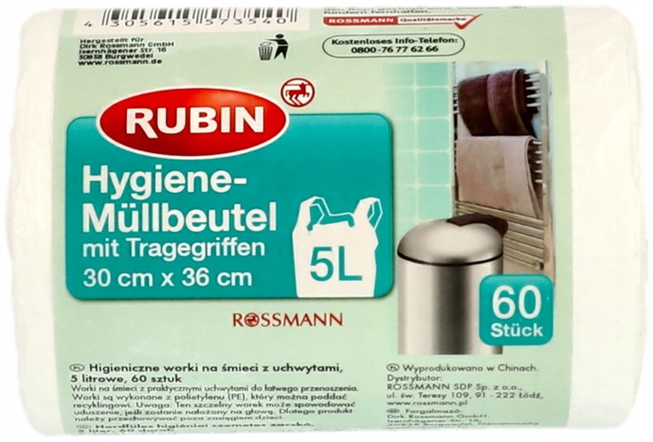 RUBIN WORKI NA ŚMIECI Z UCHWYTEM 5 L 60 SZT