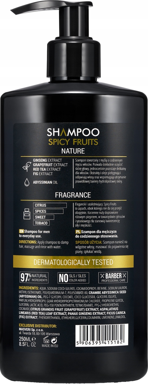 MASVERI MEN SPICY FRUITS SZAMPON DO WŁOSÓW DLA MĘŻCZYZN 250 ML