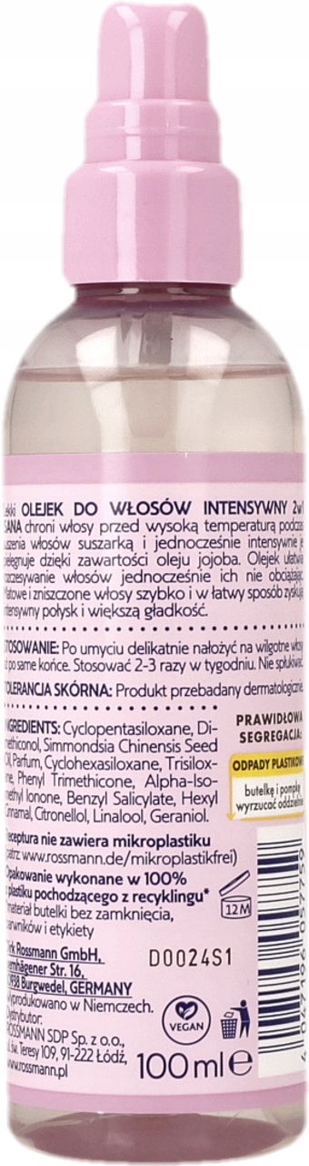 ISANA INTENSIV 2IN1 OLEJEK DO WŁOSÓW DŁUŻSZYCH ORAZ ZMĘCZONYCH 100 ML