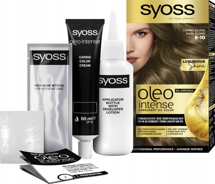 SYOSS OLEO INTENSE FARBA DO WŁOSÓW TRWAŁA BEZ AMONIAKU NR 6-10 CIEMNY BLOND