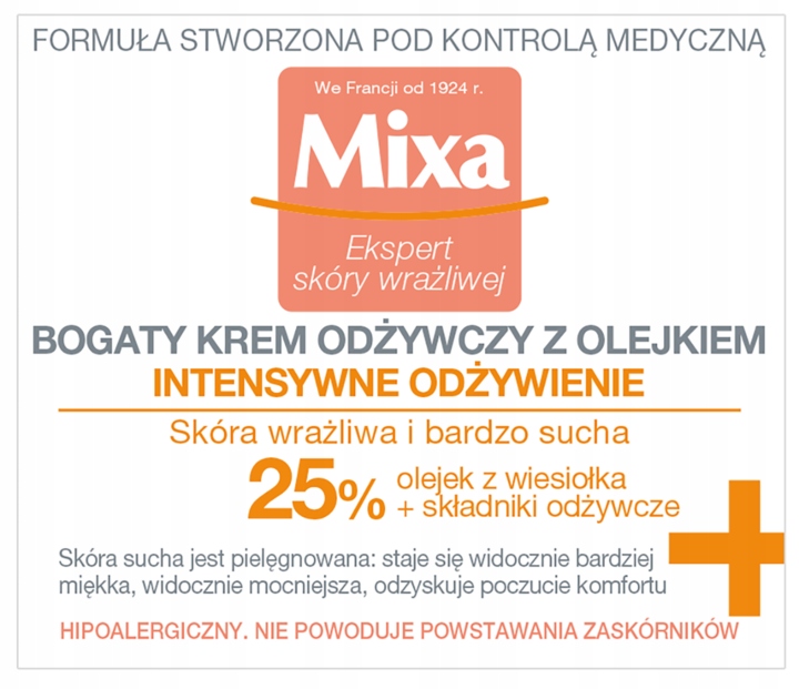 MIXA INTENSYWNE ODŻYWIENIE KREM DO TWARZY SKÓRA WRAŻLIWA I SUCHA 50 ML