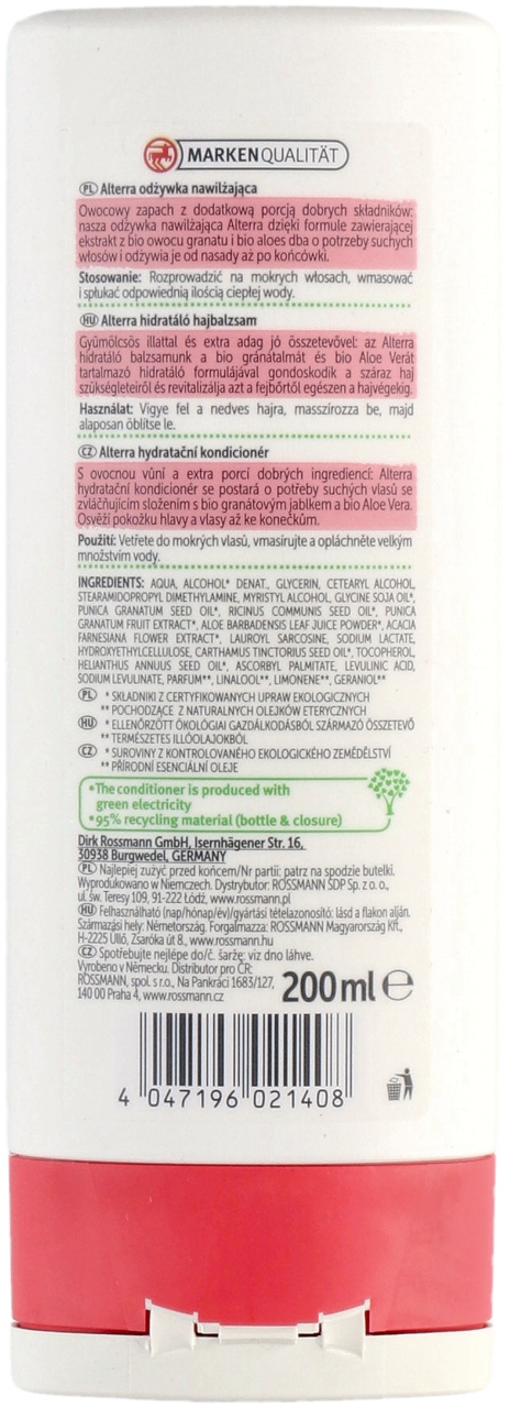 ALTERRA ODŻYWKA DO WŁOSÓW NAWILŻAJĄCA BIO OWOC GRANATU 200 ML