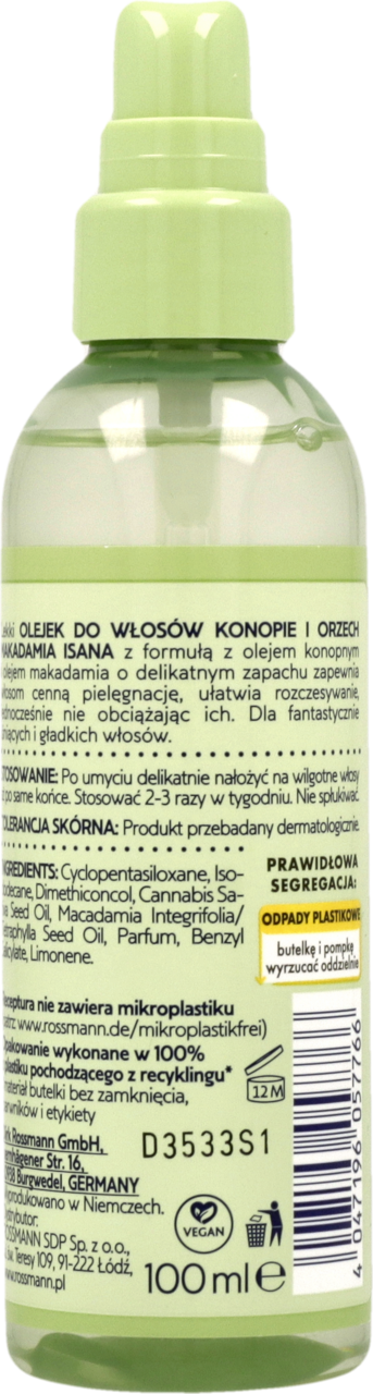 ISANA HANF & MACADAMIA OLEJEK DO WŁOSÓW 100 ML