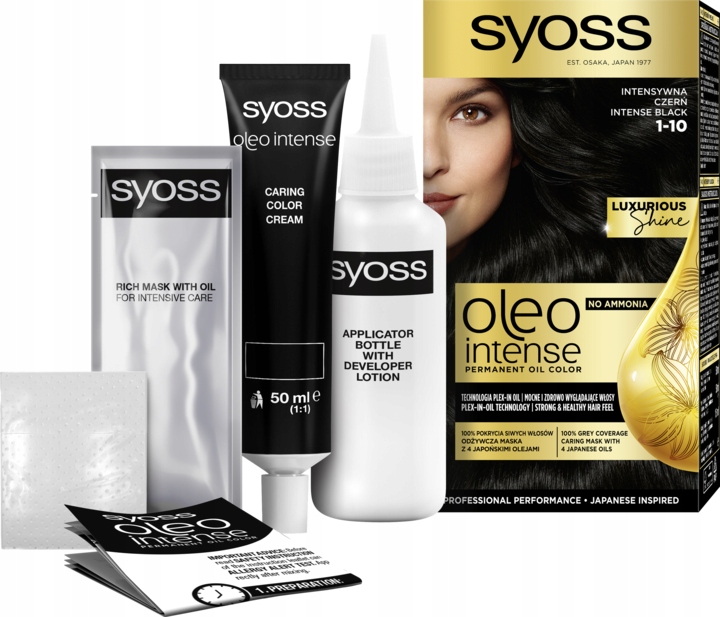 SYOSS OLEO INTENSE FARBA DO WŁOSÓW BEZ AMONIAKU NR 1-10 INTENSYWNA CZERŃ