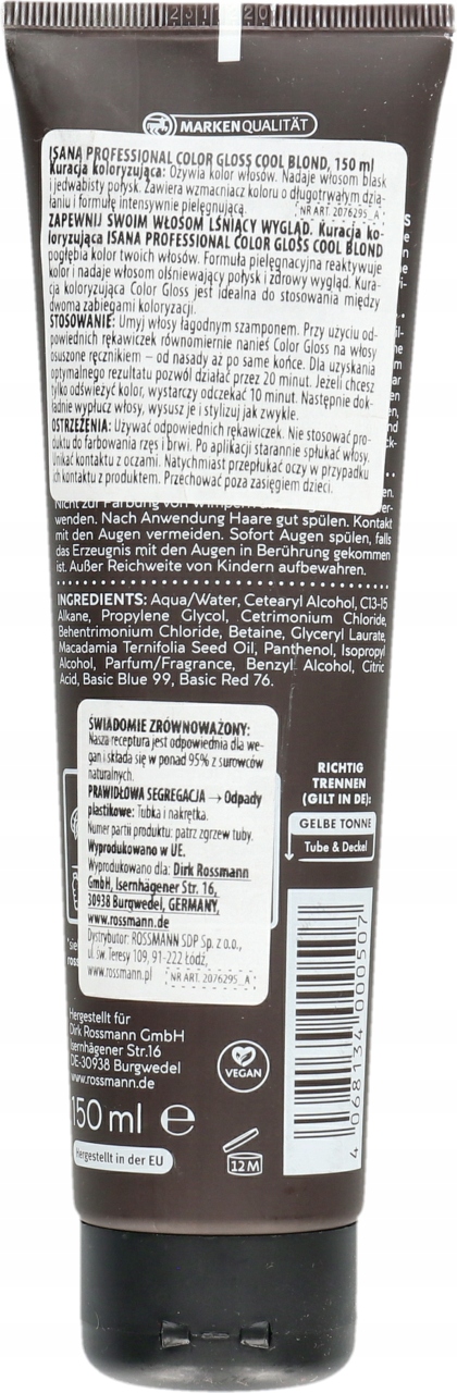 ISANA PROFESSIONAL COLOR GLOSS ODŻYWKA DO WŁOSÓW KOLORYZUJĄCA ICY BLOND