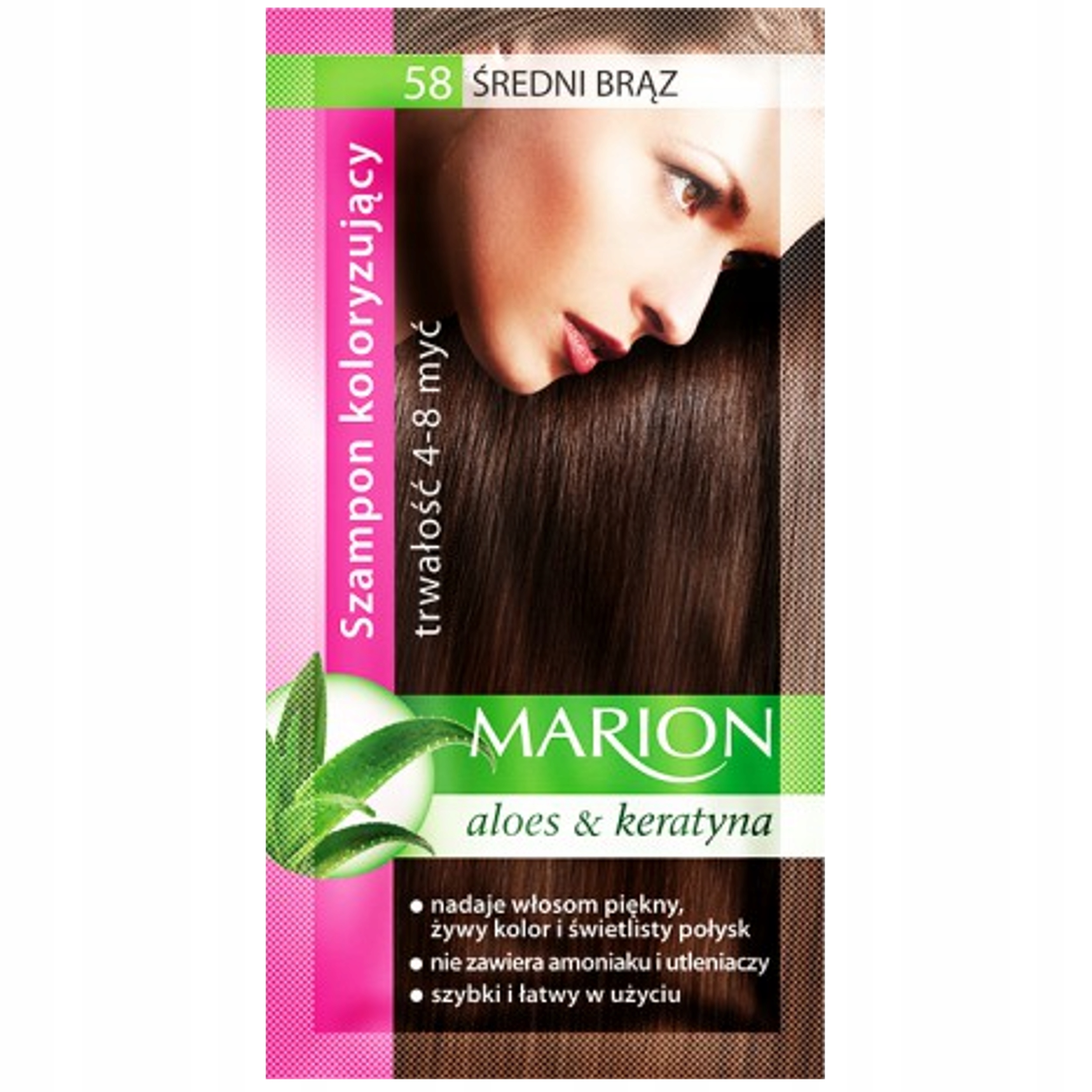 MARION SZAMPON KOLORYZUJĄCY 4-8 MYĆ 58 ŚREDNI BRĄZ SASZETKA 40 ML