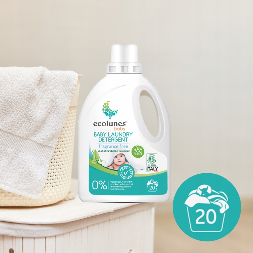 ECOLUNES HIPOALERGICZNY PŁYN DO PRANIA DLA DZIECI BEZZAPACHOWY 1000 ML