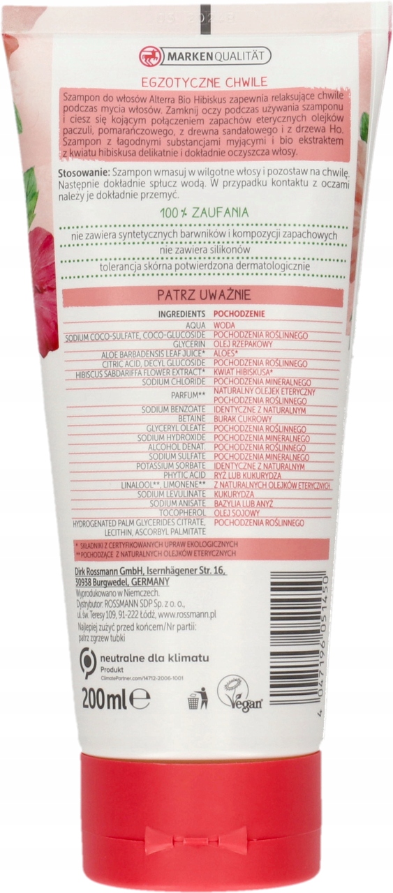 ALTERRA SZAMPON DO WŁOSÓW BIO HIBISKUS 200 ML