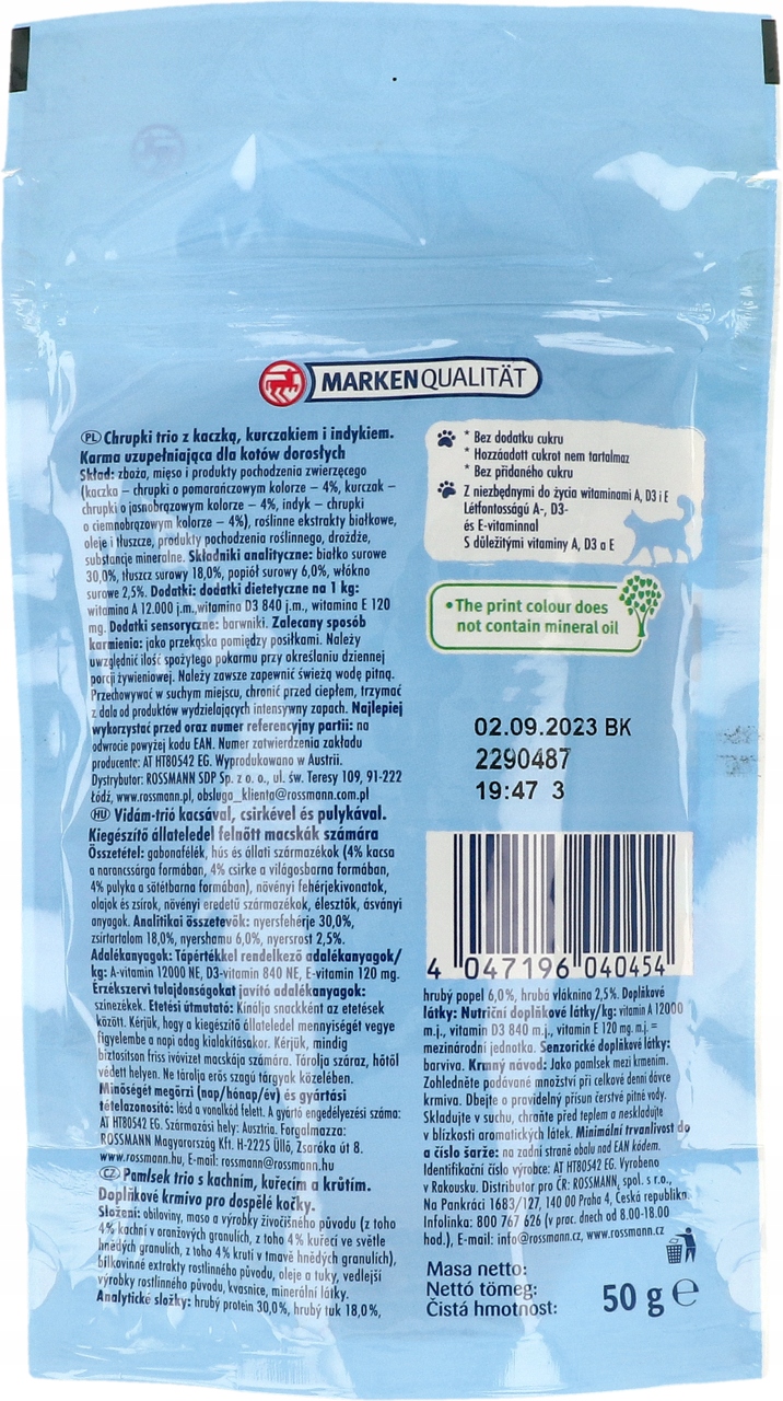 WINSTON KARMA DLA KOTÓW CHRUPKI TRIO Z KACZKĄ 50 G