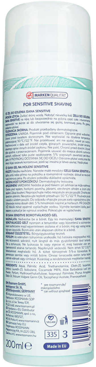 ISANA SENSITIVE ŻEL DO GOLENIA 200 ML