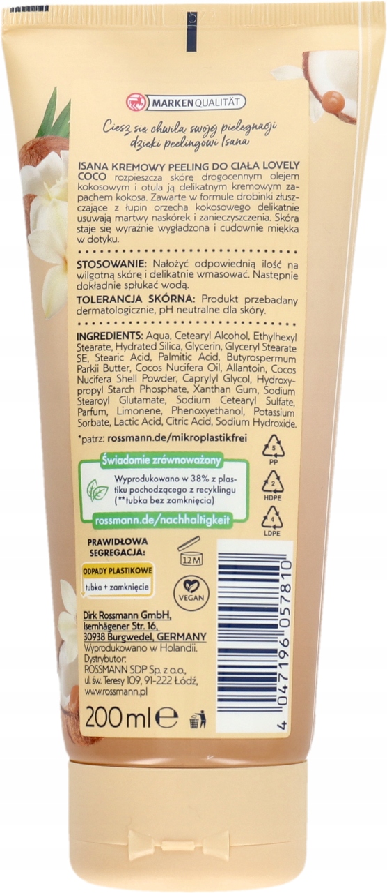 ISANA PEELING DO CIAŁA KREMOWY LOVELY COCO 200 ML