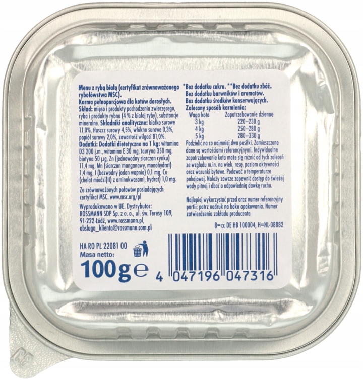 WINSTON MOKRA KARMA DLA KOTÓW Z BIAŁĄ RYBĄ 100 G