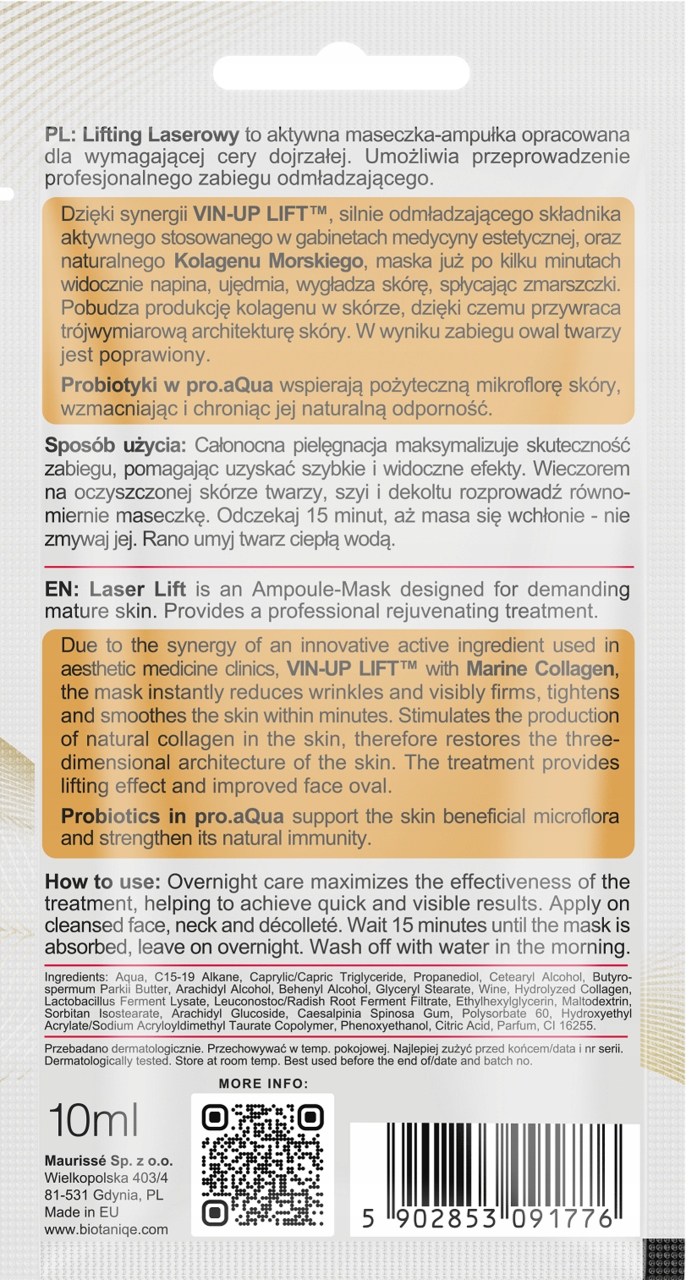 BIOTANIQE PROFESSIONAL MASECZKA-AMPUŁKA DO TWARZY NOCNA ODNOWA CERY 10 ML