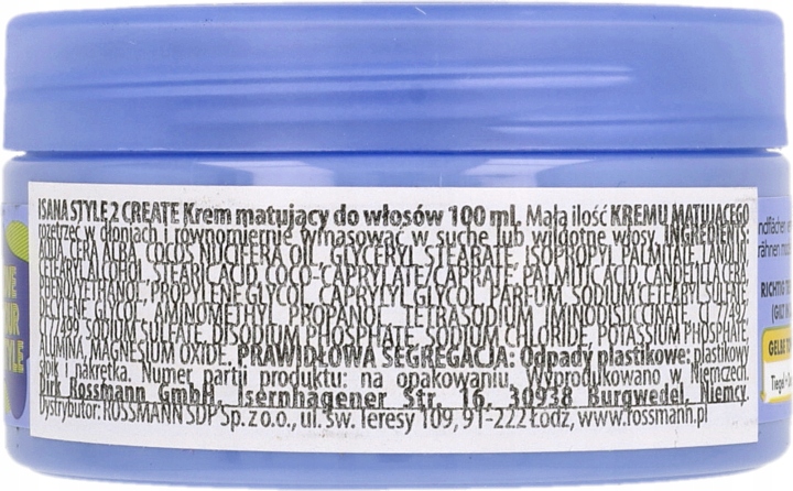 ISANA LOVE YOUR STYLE KREM DO WŁOSÓW MATUJĄCY 100 ML