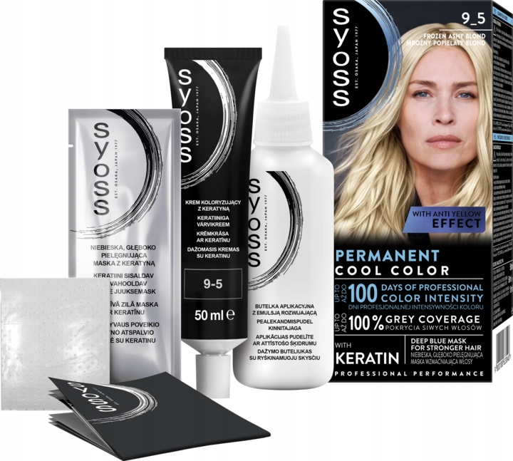 SYOSS PERMANENT COOL COLOR FARBA DO WŁOSÓW NR 9_5 MROŹNY POPIELATY BLOND