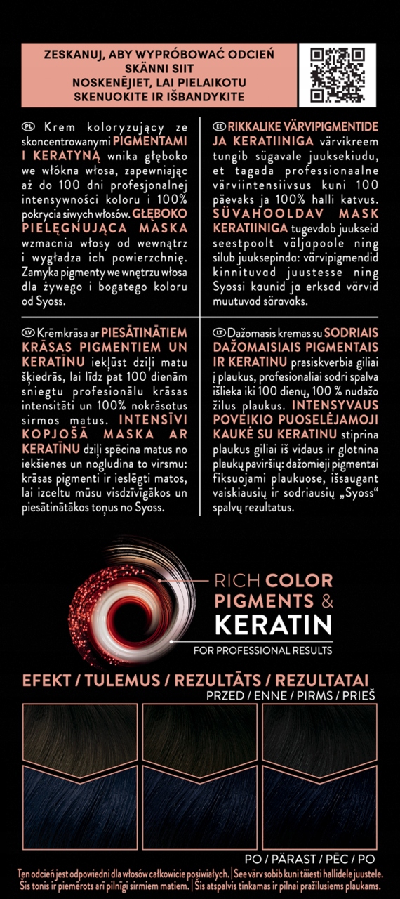 SYOSS PERMANENT COLOR FARBA DO WŁOSÓW TRWAŁA NR 1_4 GRANATOWA CZERŃ 1 SZT