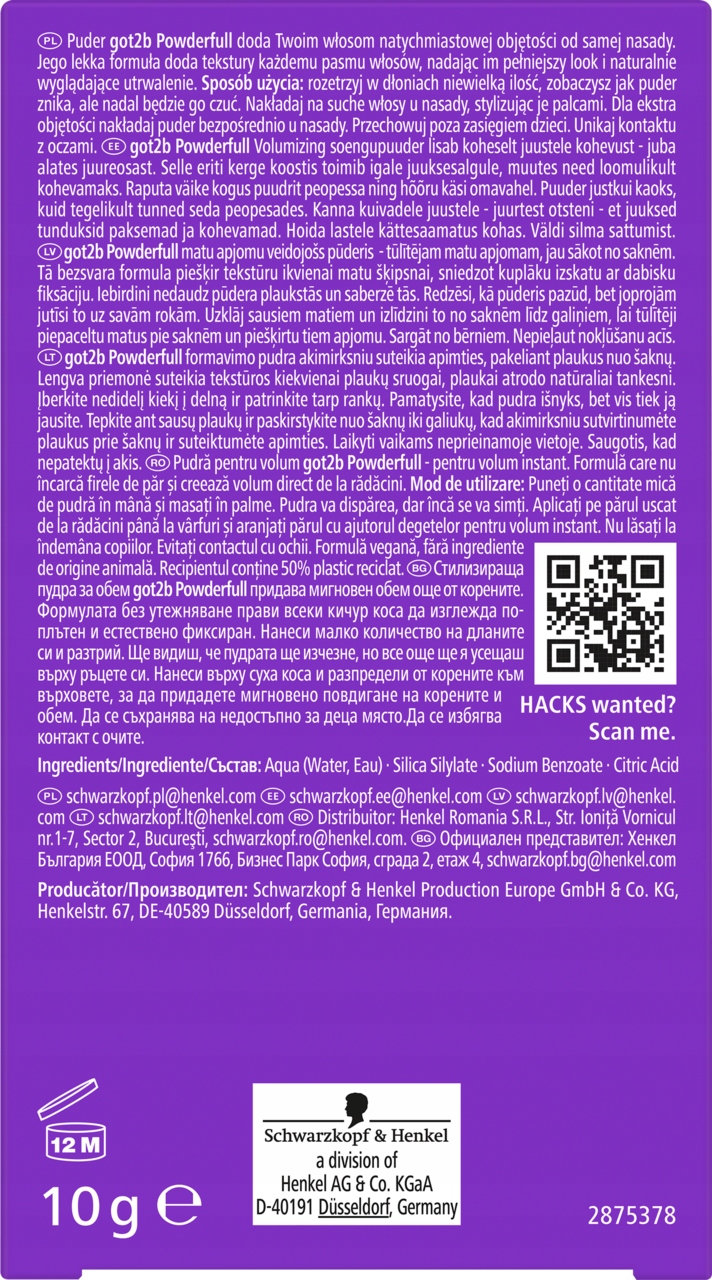 GOT2B POWDER'FUL VOLUMIZING PUDER DO WŁOSÓW NADAJĄCY OBJĘTOŚĆ 10 G