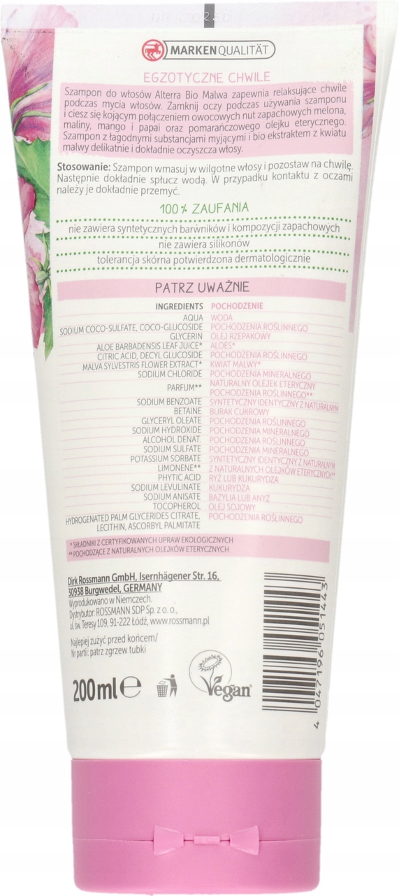 ALTERRA SZAMPON DO WŁOSÓW BIO MALWA 200 ML