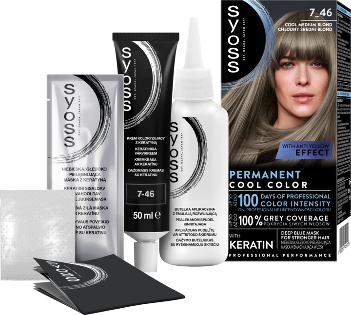 SYOSS PERMANENT COOL COLOR FARBA DO WŁOSÓW NR 7_46 CHŁODNY ŚREDNI BLOND