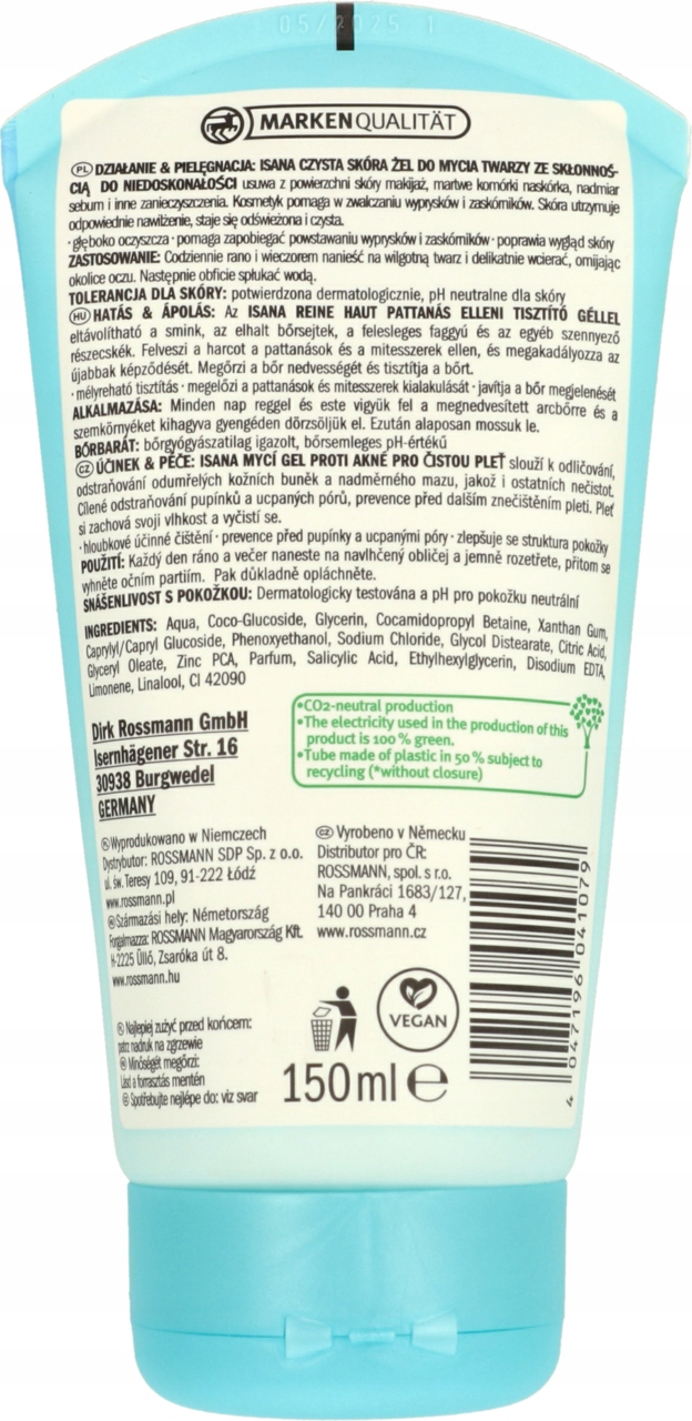 ISANA REINE HAUT ŻEL DO MYCIA TWARZY OCZYSZCZAJĄCY 150 ML