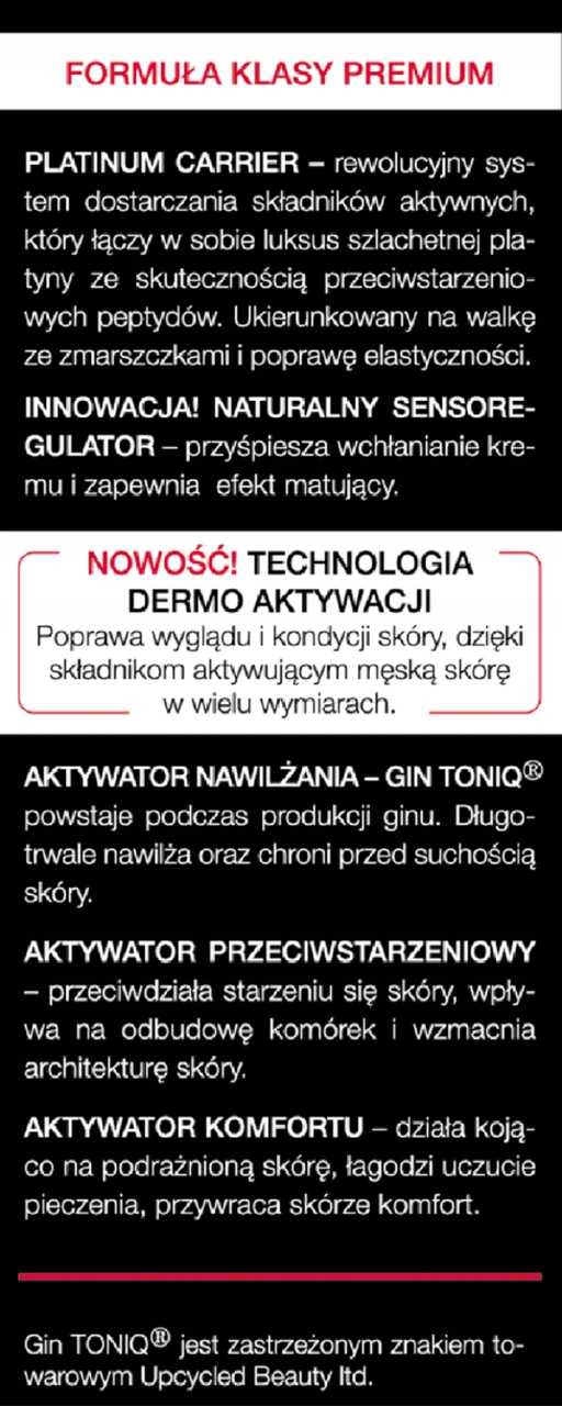 JANDA GENTLEMAN PLATINUM CARRIER KREM DO TWARZY 40+ DLA MĘŻCZYZN 50 ML