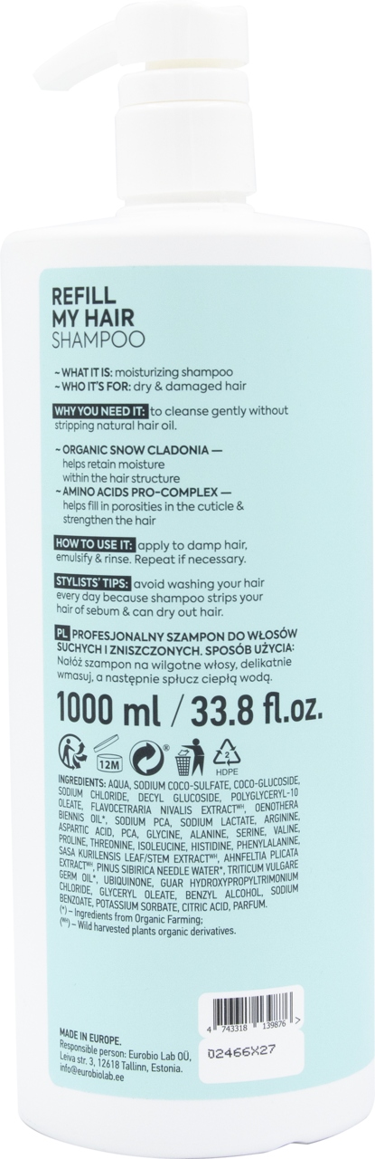 ICE PROFESSIONAL REFILL MY HAIR SZAMPON DO WŁOSÓW 1 000 ML