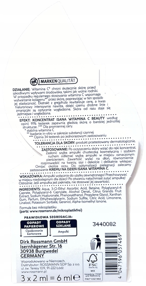 ISANA VITAMIN C SERUM DO TWARZY W AMPUŁKACH 3X2 ML