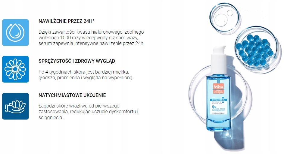 MIXA HYALUROGEL SERUM DO TWARZY DLA SKÓRY WRAŻLIWEJ 30 ML