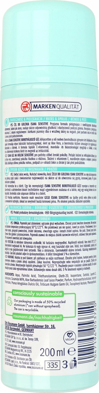 ISANA SENSITIVE ŻEL DO GOLENIA 200 ML