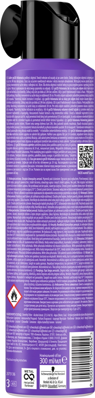 GOT2B VOLUMANIA LAKIER DO WŁOSÓW NADAJĄCY OBJĘTOŚĆ 300 ML