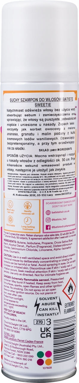 BATISTE SWEETIE SUCHY SZAMPON DO WŁOSÓW SŁODKI MELON 200 ML