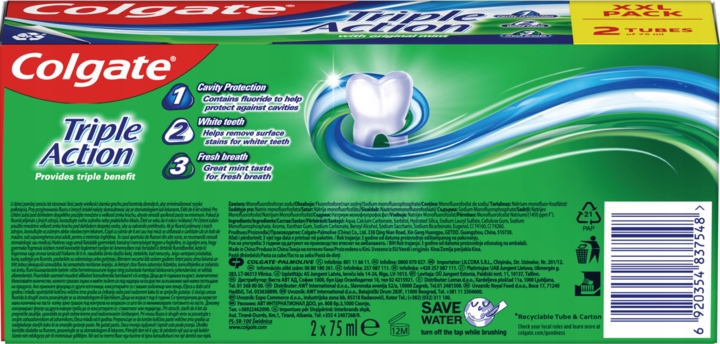 COLGATE TRIPLE ACTION PASTA DO ZĘBÓW 2X75 ML