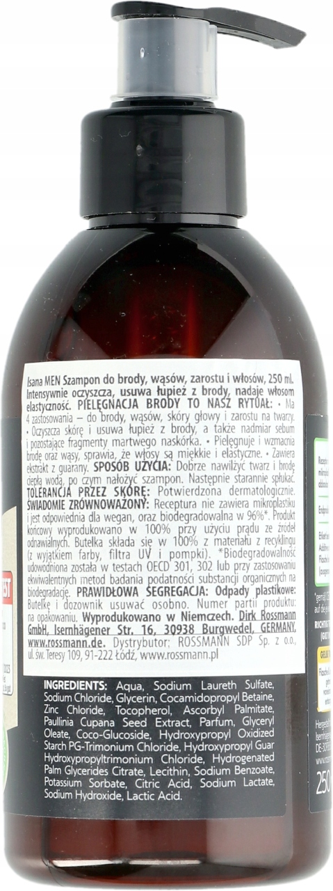 ISANA MEN SZAMPON DO BRODY Z EKSTRAKTEM Z GUARANY I CYNKIEM 250 ML