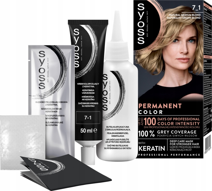 SYOSS PERMANENT COLOR FARBA DO WLOSÓW TRWAŁA NR 7_1 NATURALNY ŚREDNI BLOND