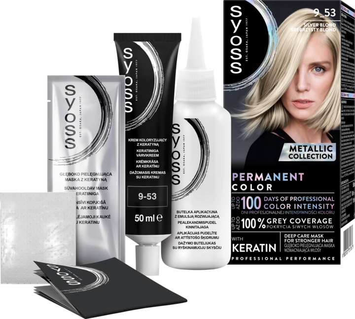 SYOSS PERMANENT COLOR METALLIC COLLECTION FARBA 9_53 SREBRZYSTY BLOND