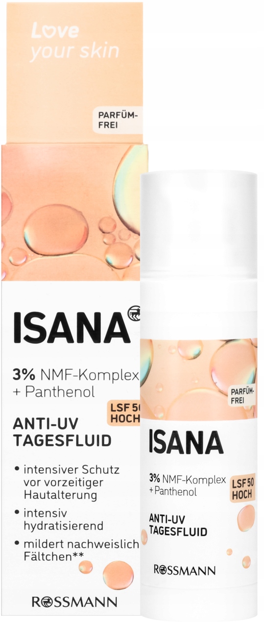ISANA LOVE YOUR SKIN FLUID PRZECIWZMARSZCZKOWY NA DZIEŃ SPF 50 30 ML