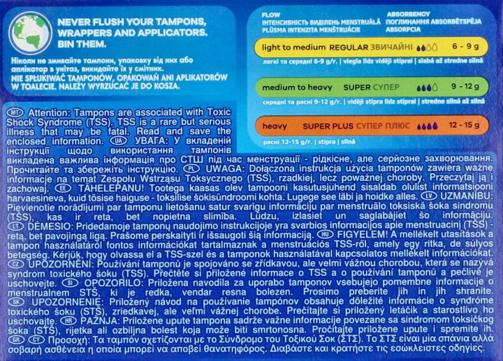 TAMPAX TAMPONY Z APLIKATOREM BEZ PLASTIKU REGULAR 18 SZT