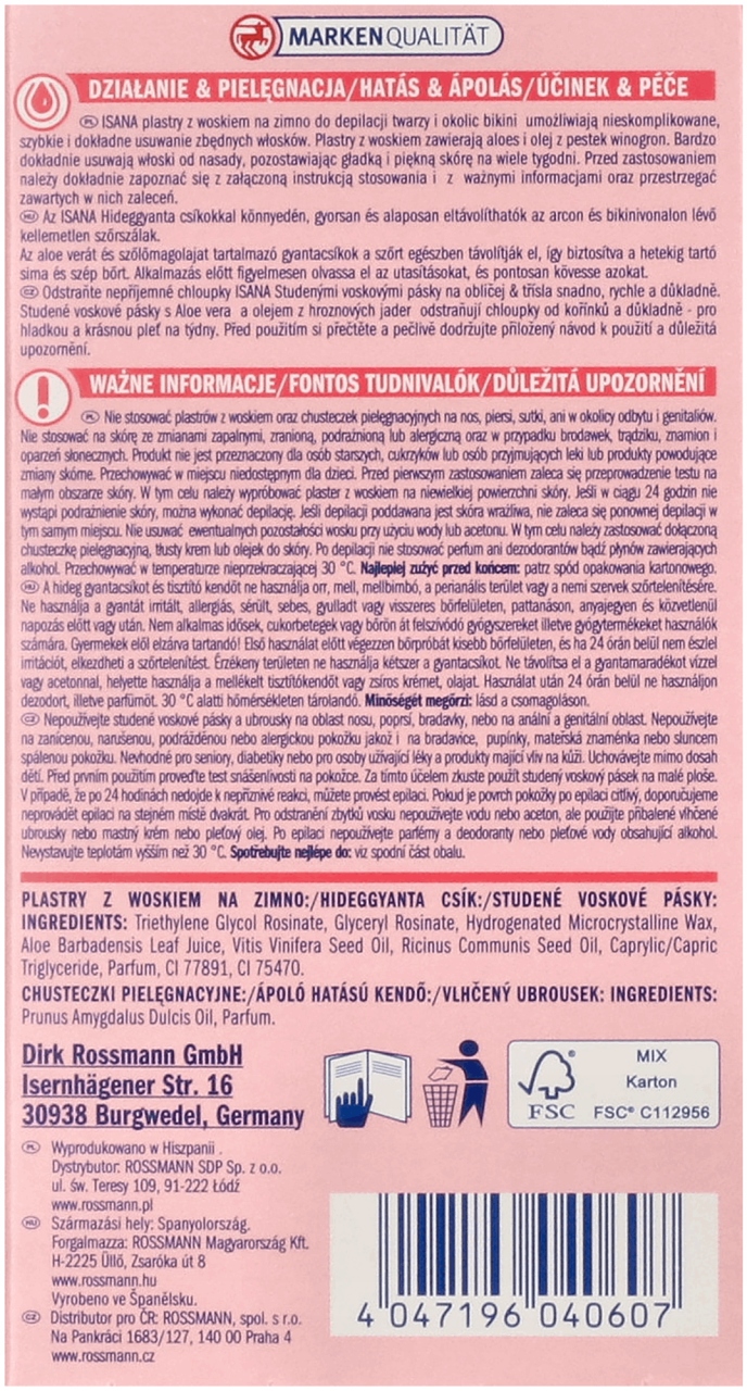 ISANA PLASTRY Z WOSKIEM DO DEPILACJI TWARZY