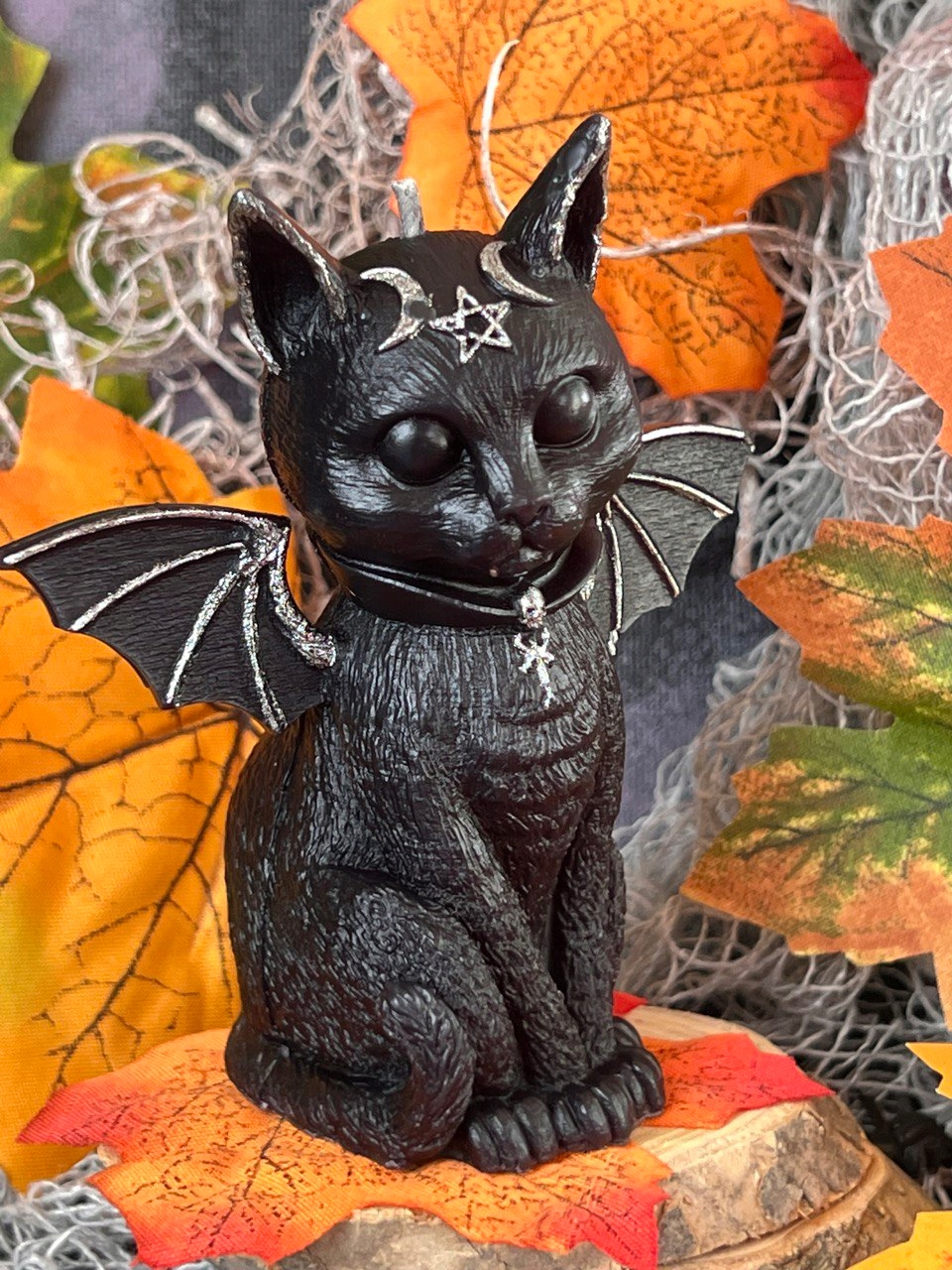 ŚWIECA Z WOSKU PSZCZELEGO KOT WAMPIR NIETOPERZ PENTAGRAM GOTYCKI 1 SZT