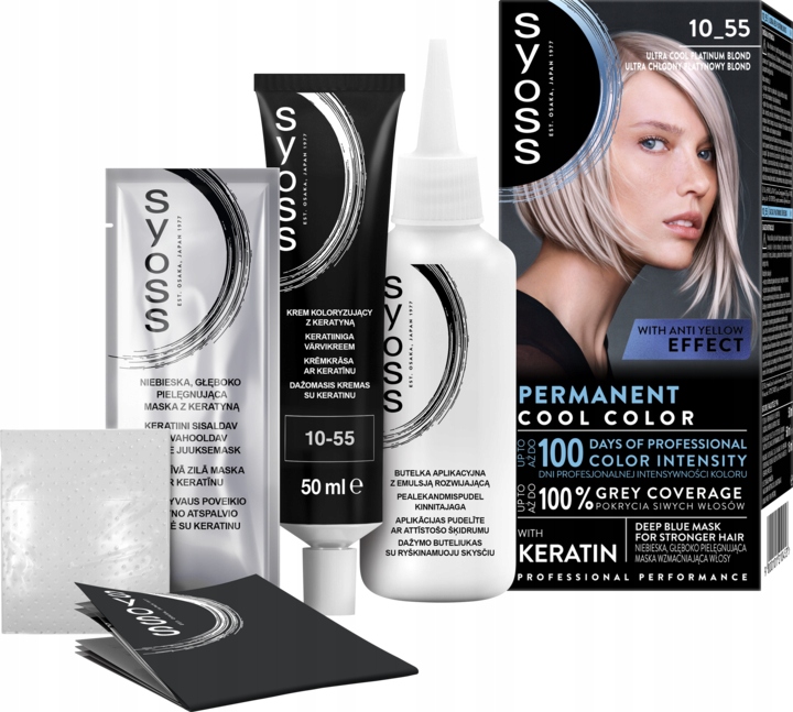 SYOSS PERMANENT COOL COLOR FARBA NR 10_55 ULTRA CHŁODNY PLATYNOWY BLOND