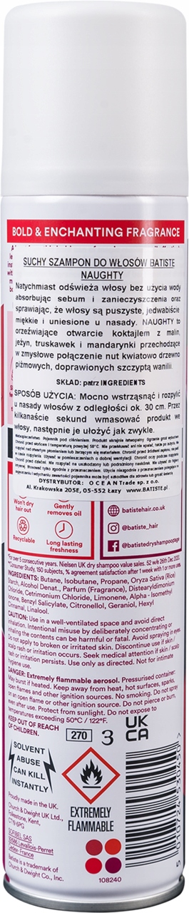 BATISTE NAUGHTY SUCHY SZAMPON DO WŁOSÓW URZEKAJĄCE PIŻMO 200 ML