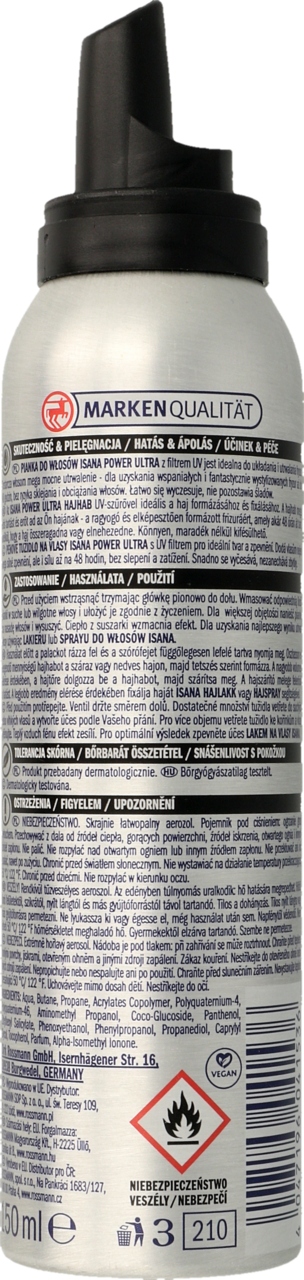 ISANA POWER ULTRA PIANKA DO WŁOSÓW POZIOM UTRWALENIA 5 150 ML