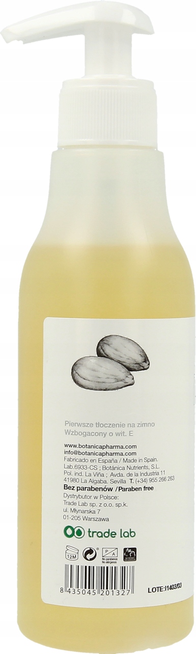 BOTANICAPHARMA OLEJ MIGDAŁOWY DO TWARZY CIAŁA I WŁOSÓW 100 CZYSTY 250 ML