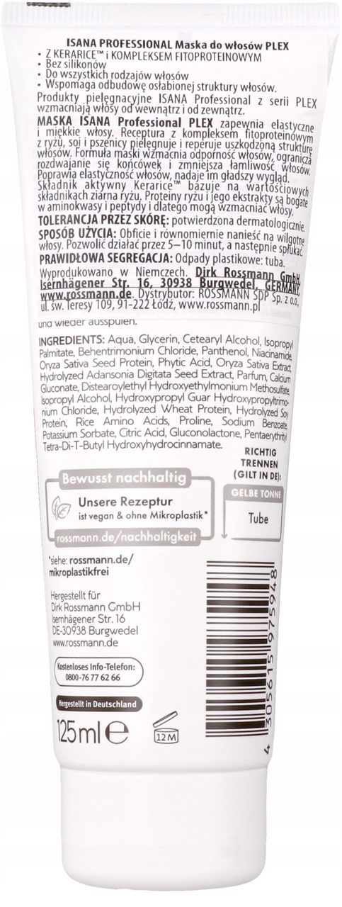 ISANA PROFESSIONAL PLEX MASKA DO WŁOSÓW 125 ML