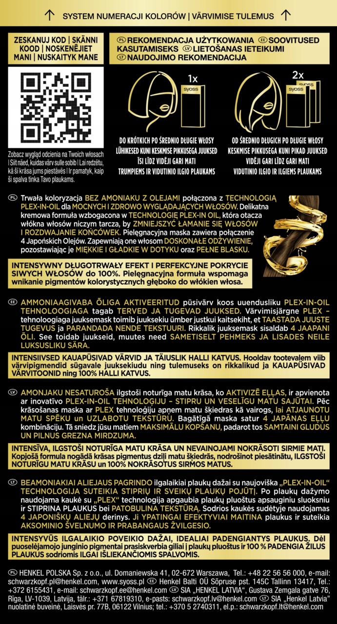 SYOSS OLEO INTENSE FARBA DO WŁOSÓW BEZ AMONIAKU NR 2-10 BRĄZOWA CZERŃ