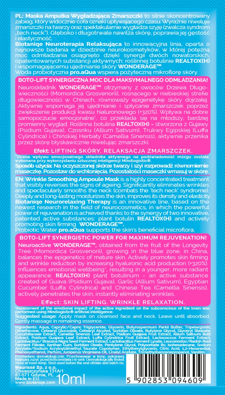 BIOTANIQE DERMOSKIN EXPERT BOTOLIFT MASKA AMPUŁKA 10 ML