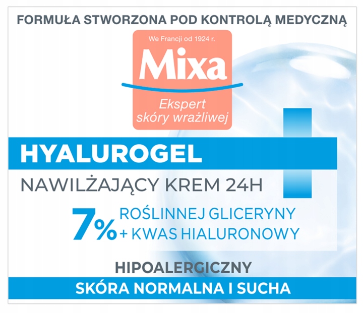 MIXA HYALUROGEL KREM DO TWARZY NAWILŻAJĄCY 24H SKÓRA NORMALNA I SUCHA 50 ML